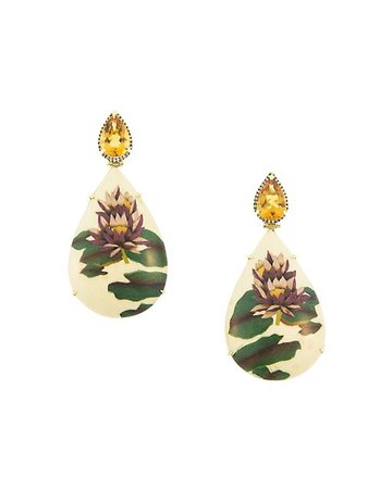 Silvia Furmanovich Marquetry 18K Yellow Gold, Rio Grandense Citrine & Light Brown Diamond Earrings | SaksFifthAvenue