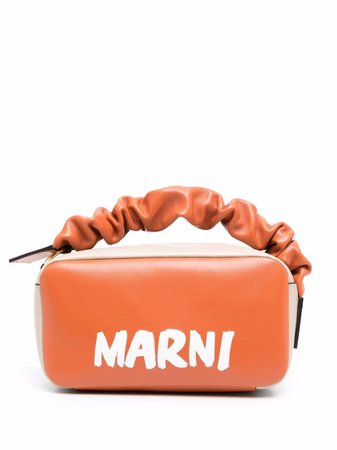 Shop Marni gathered handle leather clutch with Express Delivery - FARFETCH