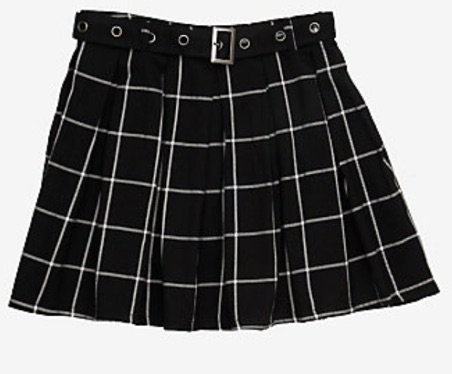 Grid pleated skirt