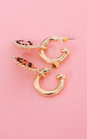 Gold Diamante Smile Hoop Earrings | PrettyLittleThing USA
