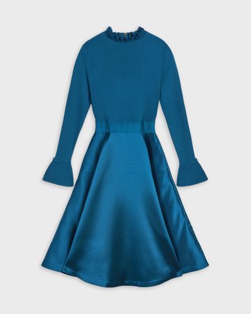 Knitted Frill Full Skirt Dress - Mid Blue | Knitted & Sweater Dresses | Ted Baker