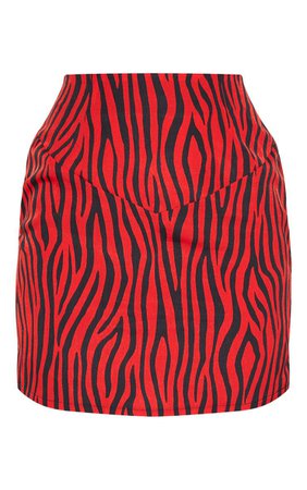 Red Zebra Mini Skirt | Skirts | PrettyLittleThing USA