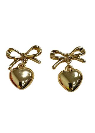 Bows and Hearts Gold Earrings