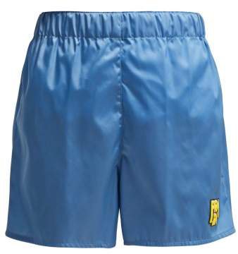 Logo Patch Nylon Shorts - Womens - Light Blue