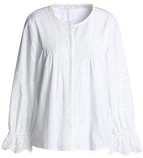 Pintucked Broderie Anglaise Cotton Blouse