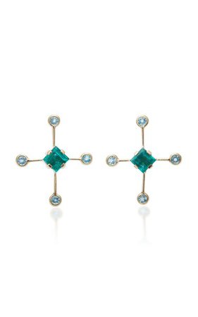 14k Gold And Multi-Stone Supernova Earrings By Yi Collection | Moda Operandi