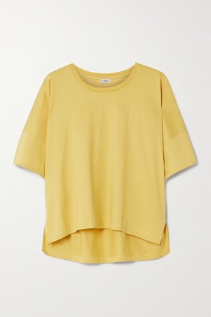 Embroidered Cotton-jersey T-shirt - Yellow