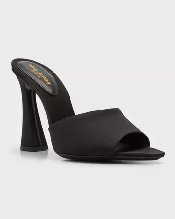 Saint Laurent Gippy Satin Mule Sandals | Neiman Marcus