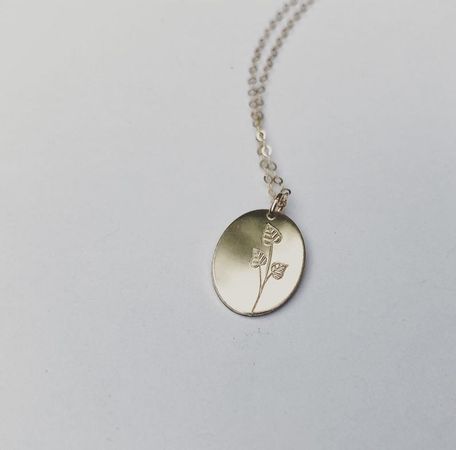 Floral Necklace Botanical Disc necklace Oval pendant | Etsy