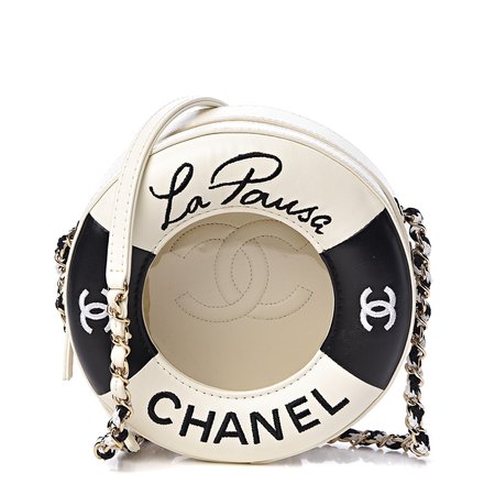 Chanel official Lambskin Coco Lifesaver Round Bag Black