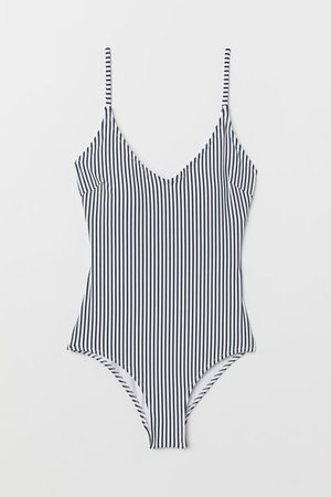 V-neck Swimsuit - White/striped - Ladies | H&M US