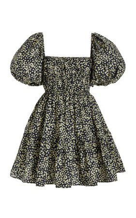 Daisy-Print Shirred Organic Cotton Mini Dress By Matteau | Moda Operandi