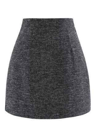 Wool-Blended Bud Mini Skirt in Smoke - Retro, Indie and Unique Fashion