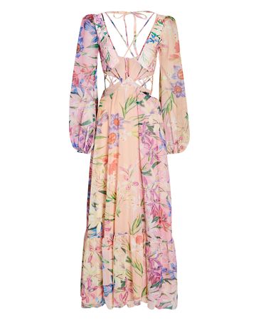 PatBo Iris Cut-Out Floral Midi Dress | INTERMIX®