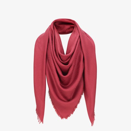Fendi, FF SHAWL SCARF OVERTOP Red silk and wool shawl