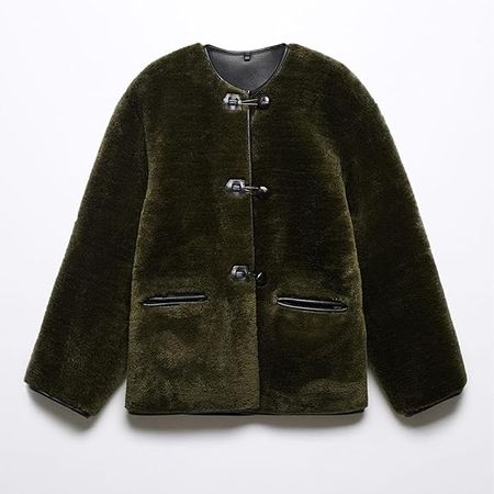 Vimyig Women's Warm Oversized Faux Fur Fleece Jacket Winter Coats Casual Single Breasted Coat with Pockets(Green01-S) at Amazon Women's Coats Shop