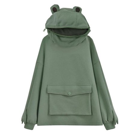 Modakawa High Quality Cotton Frog Zipper Pocket Oversized Karl Hoodie