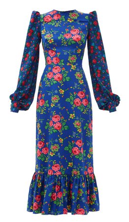 the vampire’s wife blue floral midi dress