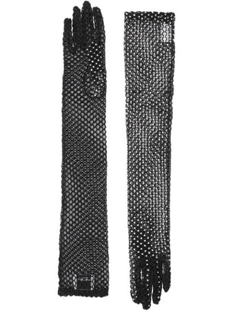 Burberry Embellished Fishnet Gloves 8025477 Black | Farfetch
