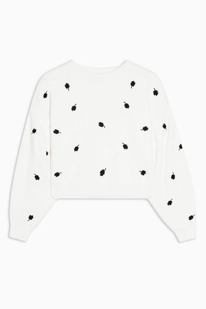 Ivory Embroidered Floral Sweatshirt | Topshop