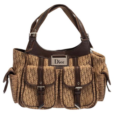 Dior Beige/Brown Diorissimo Canvas Multi Pocket Shoulder Bag For Sale at 1stDibs
