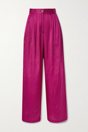 Pink Pleated satin wide-leg pants | AVAVAV | NET-A-PORTER