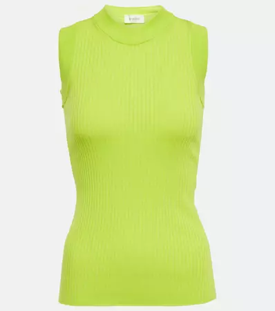 Nido Ribbed Knit Cotton Tank Top in Green - Sportmax | Mytheresa