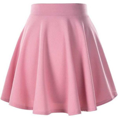 Women's Basic Solid Versatile Stretchy Flared Casual Mini Skater Skirt ($9) ❤ liked on Polyvore featuring skirts, mini skirts, pink skirt, pink cir… | c l o t …