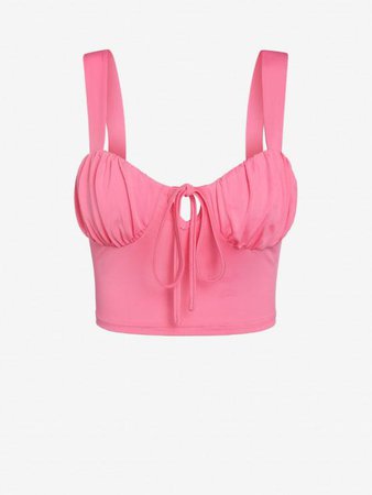 [37% OFF] 2022 ZAFUL Front Tie Ruched Bust Milkmaid Crop Top In LIGHT PINK | ZAFUL