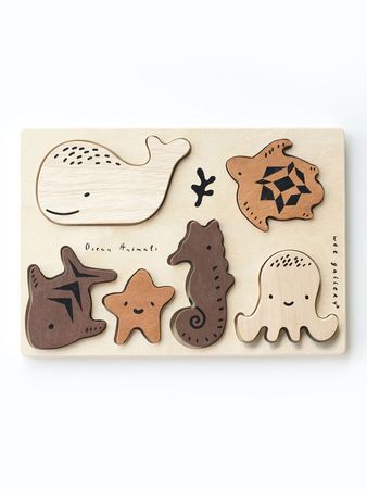 Ocean Animals Wooden Tray Puzzle | Colored Organics®
