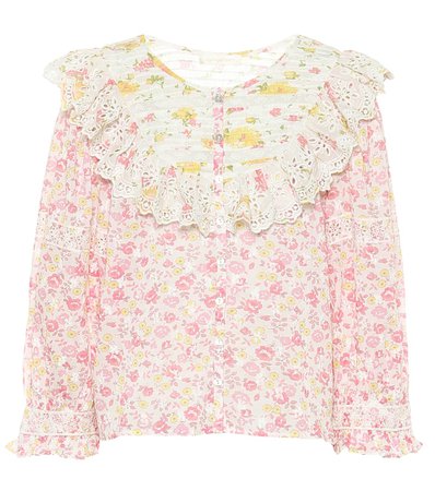 LOVESHACKFANCY Canna floral cotton blouse
