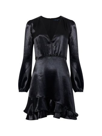 Denney Satin Ruffle Mini Dress | French Connection US