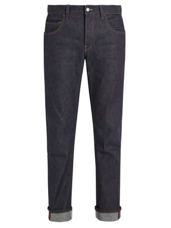 Straight-leg stretch-denim Web jeans | Gucci | MATCHESFASHION.COM FR