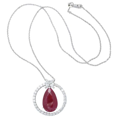 Burma Ruby and Diamond Pendant