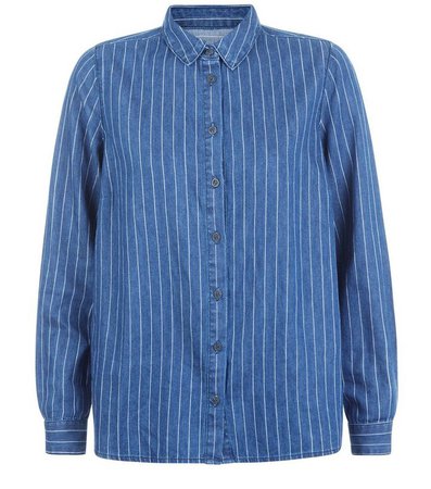 Blue Pinstripe Denim Long Sleeve Shirt | New Look