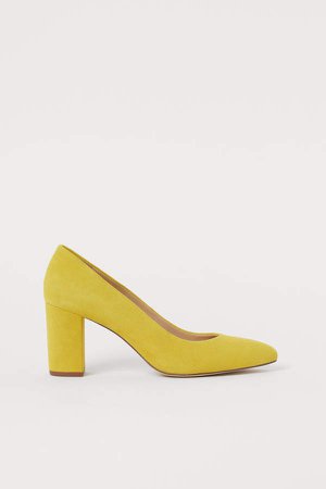 Suede Pumps - Yellow