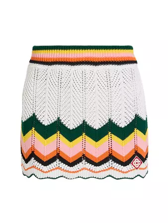 Shop Casablanca Chevron Crochet Miniskirt | Saks Fifth Avenue