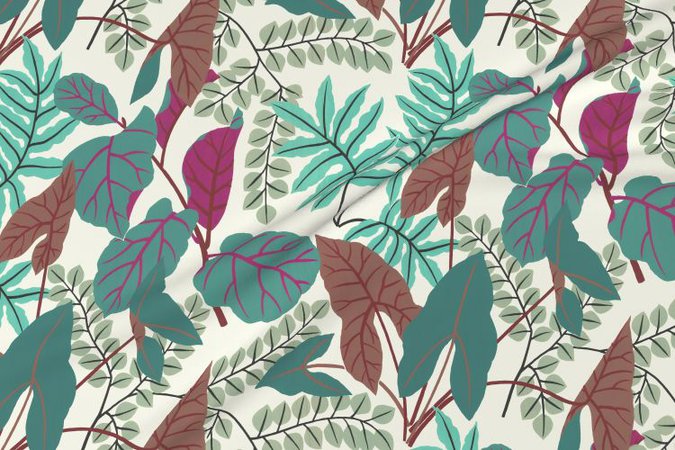 jungle leaves (teal/green) fabric - kate_rowley - Spoonflower
