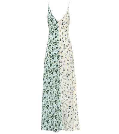 Floral silk maxi slip dress