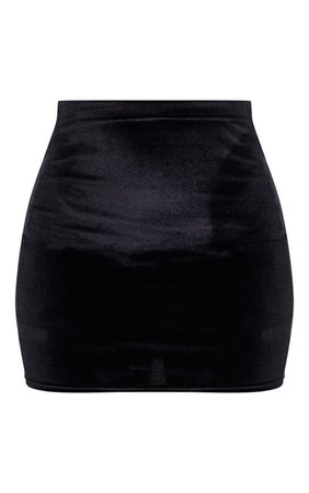 Black Basic Velvet Mini Skirt | Skirts | PrettyLittleThing USA