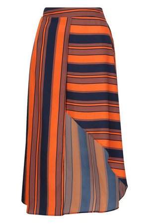 Tall Asymmetric Stripe Midi Skirt | Boohoo