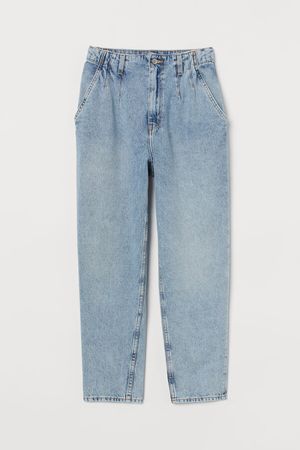 Mom High Pleated Jeans - Blue