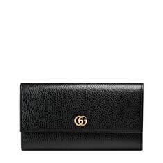 black leather GG Marmont leather continental wallet | GUCCI® CA