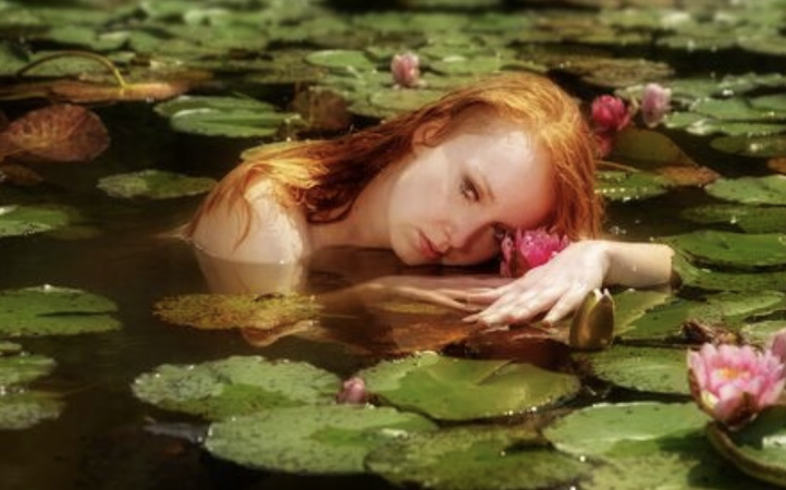 girl in a lotus pond