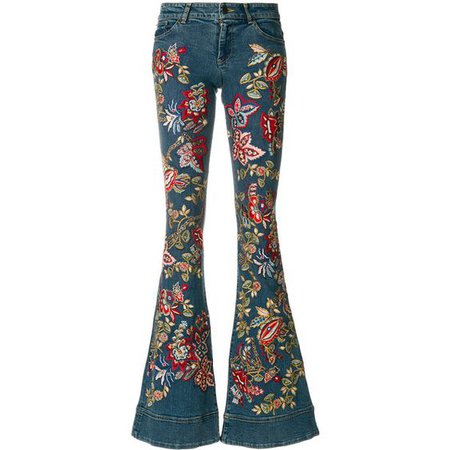 Alice+Olivia embroidered flared jeans