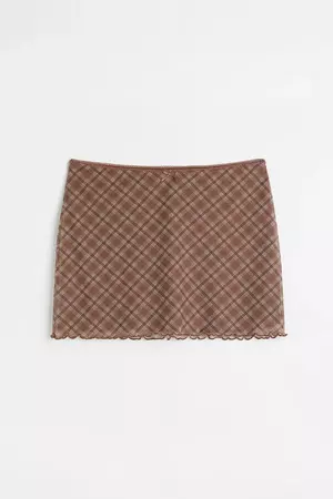 Mesh Mini Skirt - Brown/plaid - Ladies | H&M US