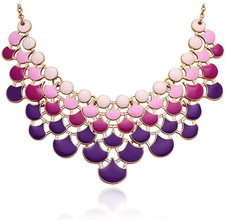 Amazon.com: Jane Stone Ombre Purple Fashion Bib Collar Necklace Multicolor Enamel Gold Statement Jewelry for Women(Fn0968-Ombre Purple): Clothing