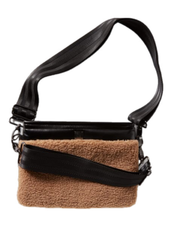 black brown shearling bag purse