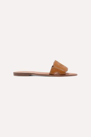 Link Leather And Suede Slides - Tan