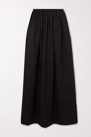 Matteau - Pleated Linen And Cotton-blend Maxi Skirt - Black